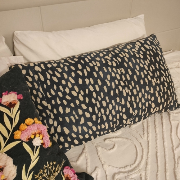 Navy Blue and White Boho Speckled Cushion - Picture 6 of 16